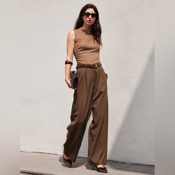 OGL Elegant Brown Women's Wide-Leg Pants M - Picture 1 of 4
